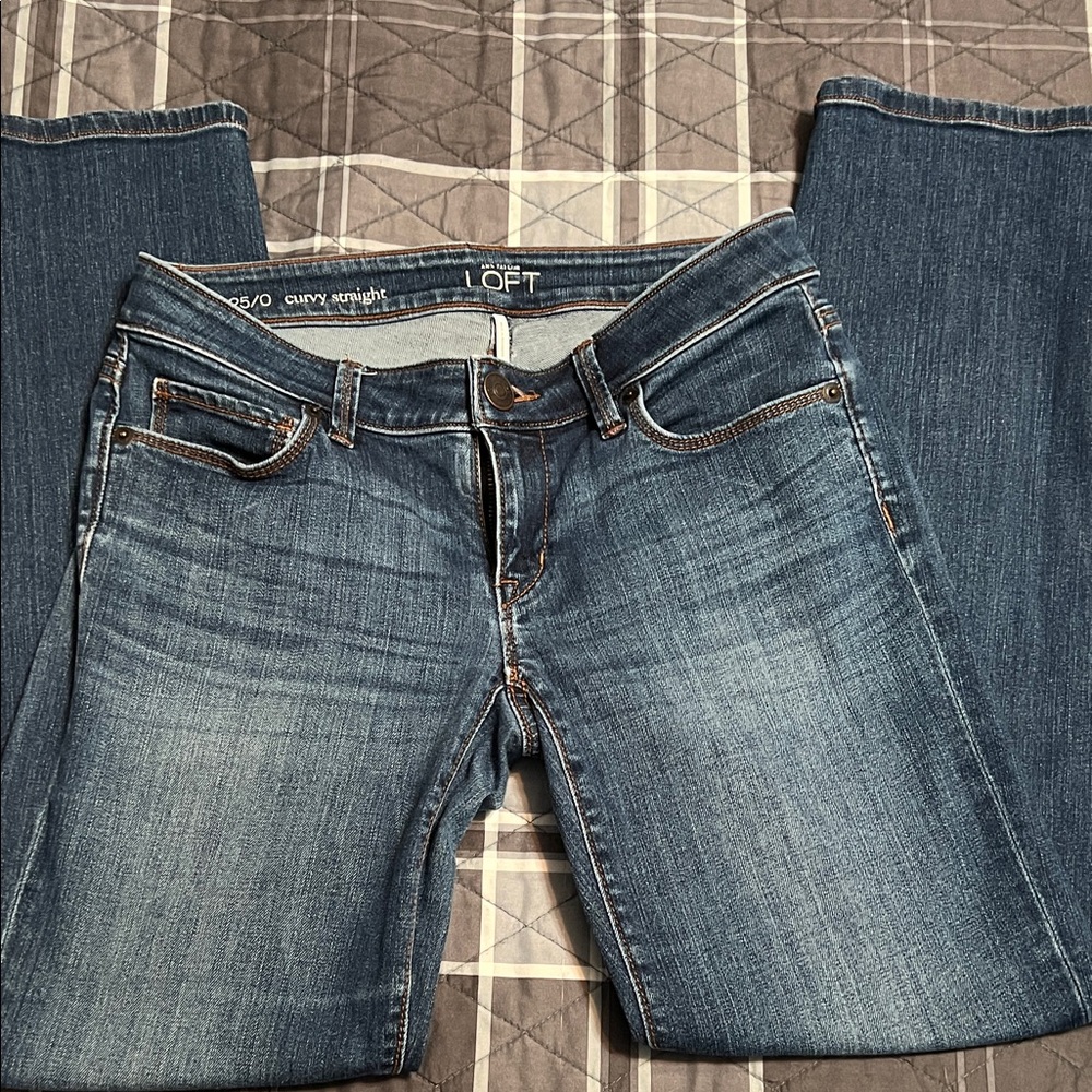 LOFT Women's Classic Straight Leg Blue Jeans